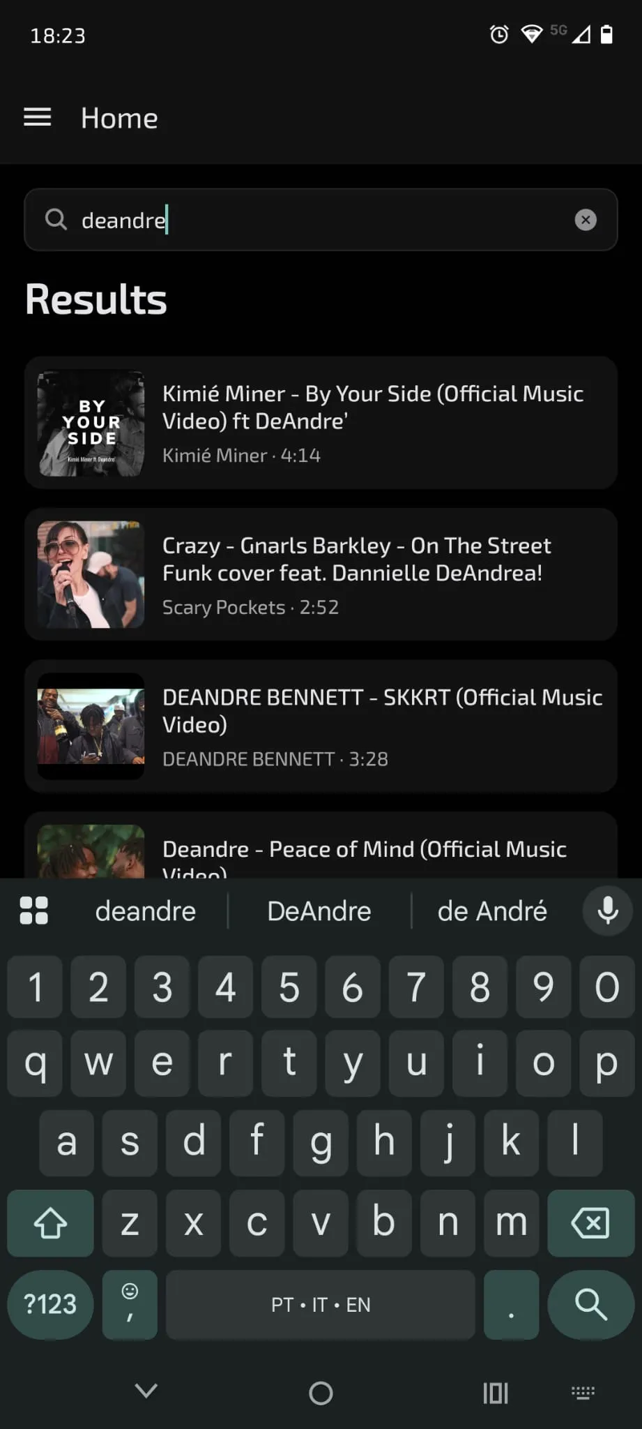Senti mobile search with keyboard